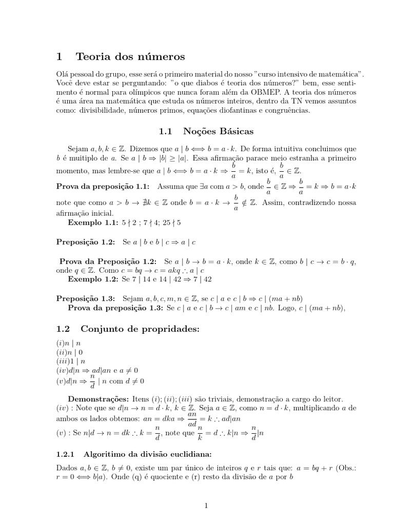 Introdução à Teoria dos Números | PDF | Número inteiro | Teoria dos Números