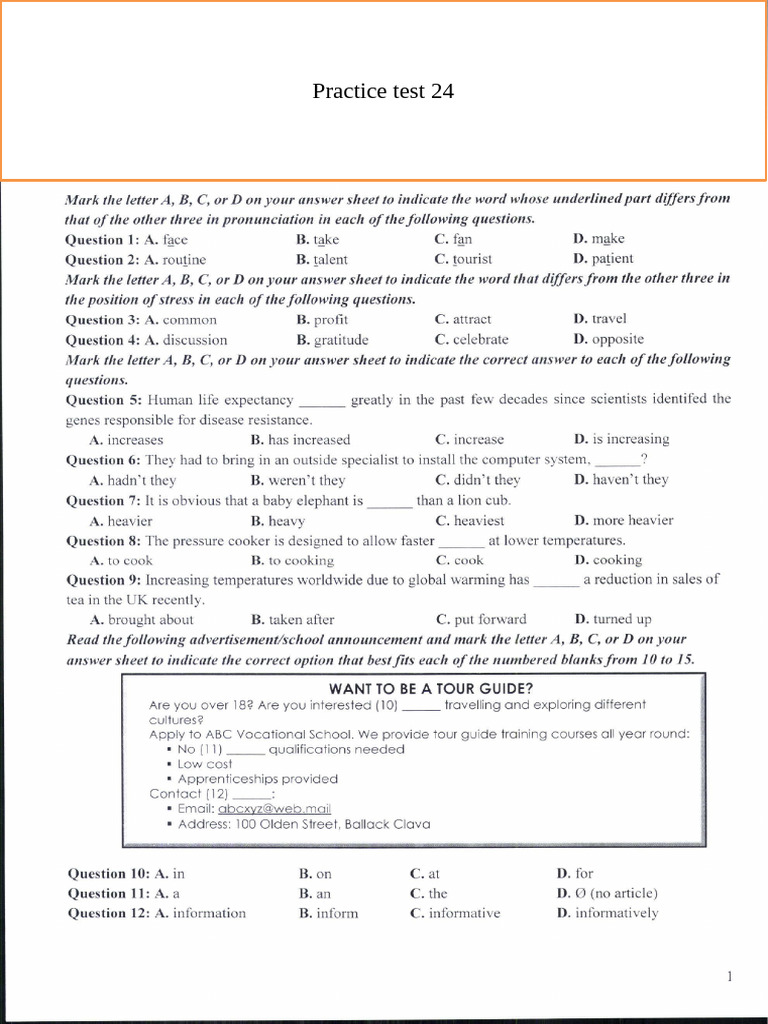 Practice Test 24 | PDF