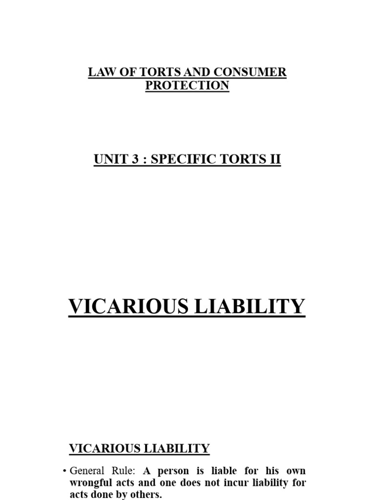 Vicarious Liability in Tort Law | PDF | Vicarious Liability | Legal ...