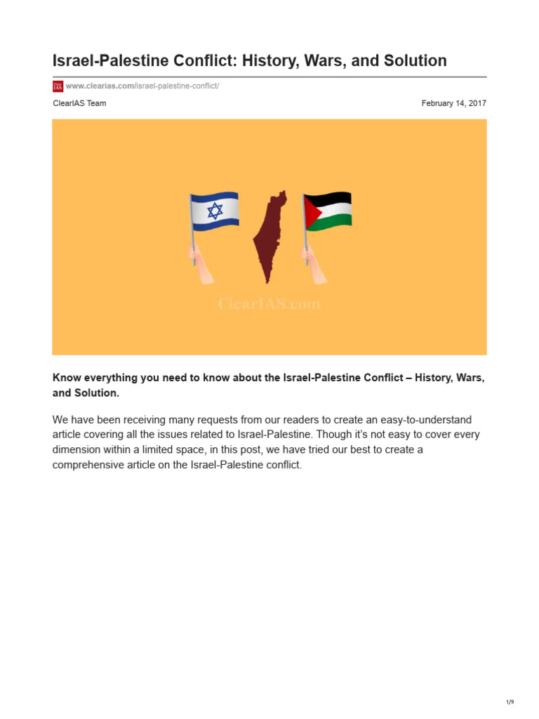 Israel-Palestine Conflict Overview | PDF | World Politics | Israel