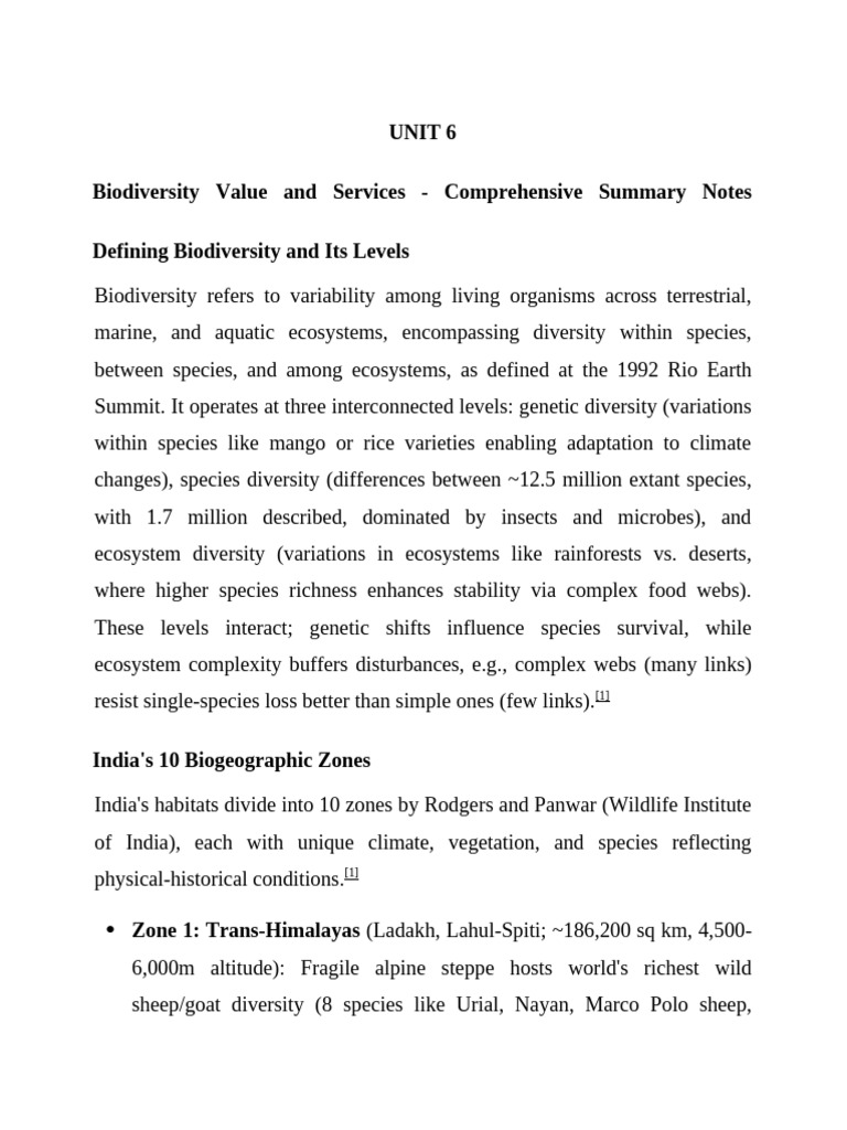 Biodiversity Value and Services Overview | PDF | Biodiversity | Ecosystem