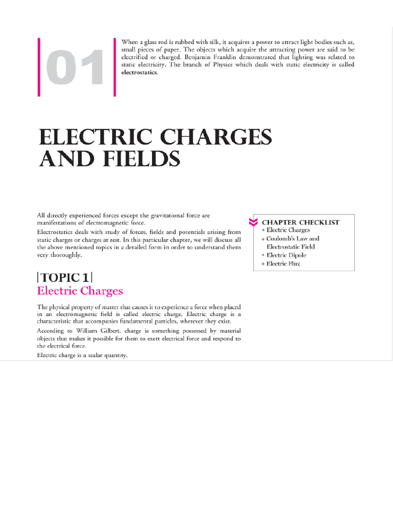 Electric Field and Charges Notes | PDF