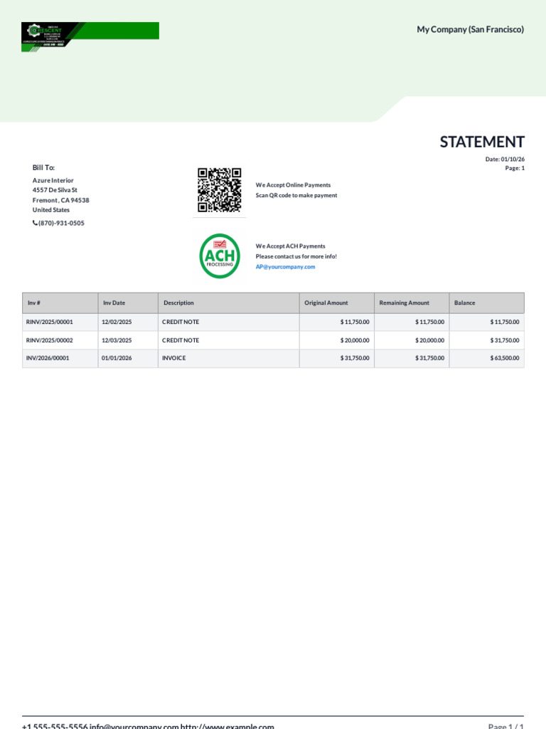 Invoice Statement - Azure Interior | PDF
