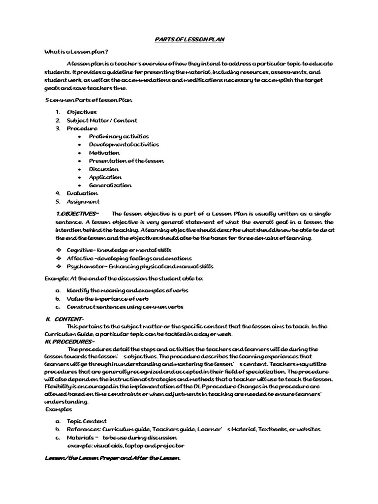 Essential Components of a Lesson Plan | PDF | Lesson Plan | Learning