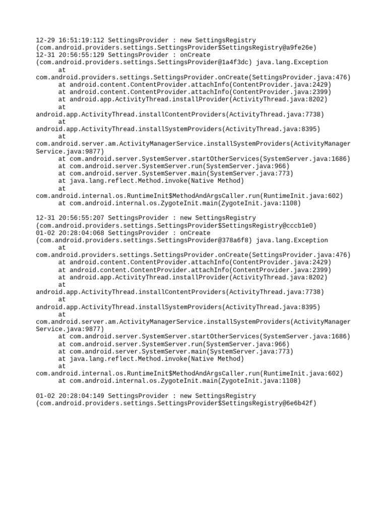 Android SettingsProvider Log Analysis | PDF