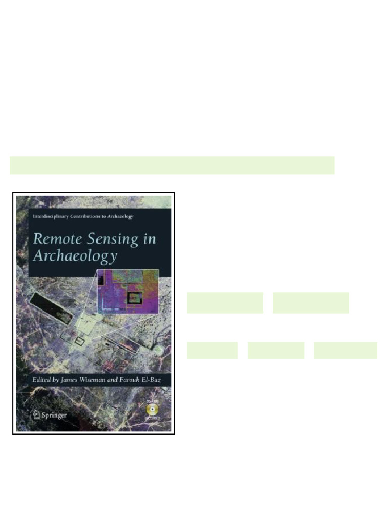 (Ebook) Remote Sensing in Archaeology (Interdisciplinary Contributions ...