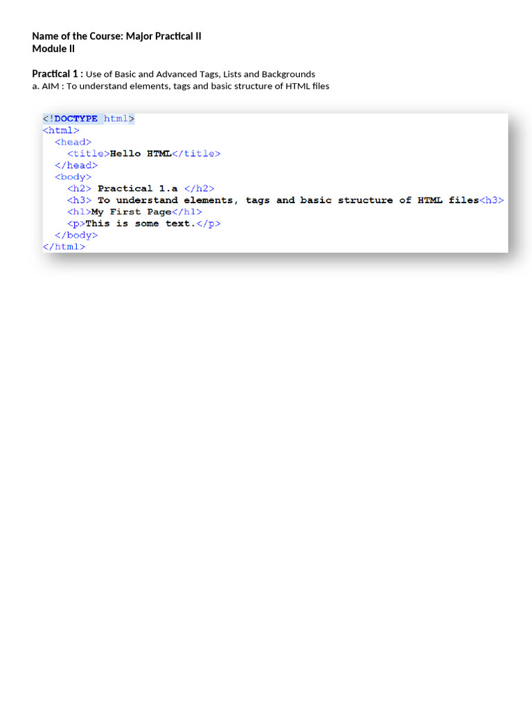 WD Practicals 1-2 | PDF