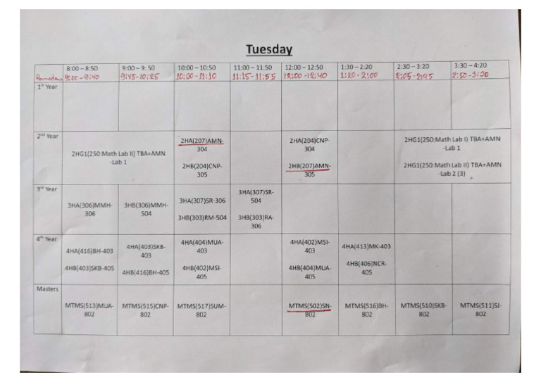 Tuesday Routine | PDF