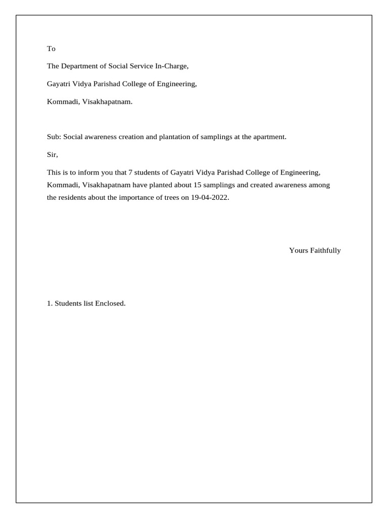 Tree Plantation Awareness by Students | PDF