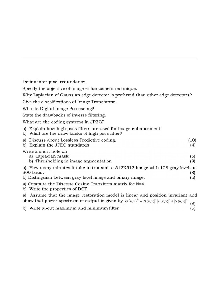 B.Tech Digital Image Processing Exam | PDF