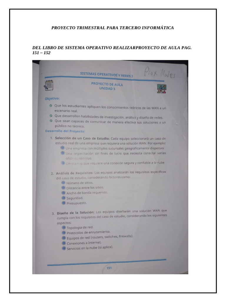 Proyecto Trimestral para Tercero Informatica | PDF