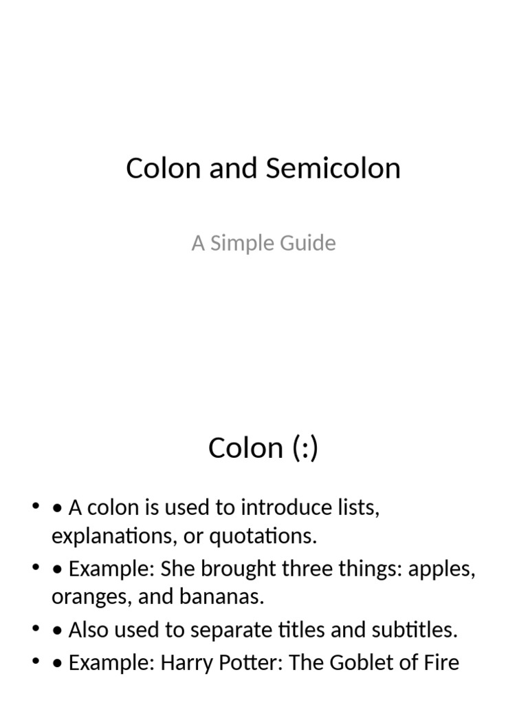 Colon Semicolon | PDF