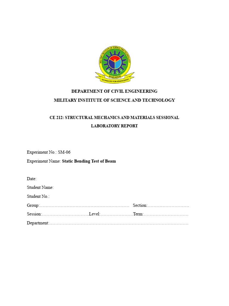 Static Bending Test of Beam Report | PDF