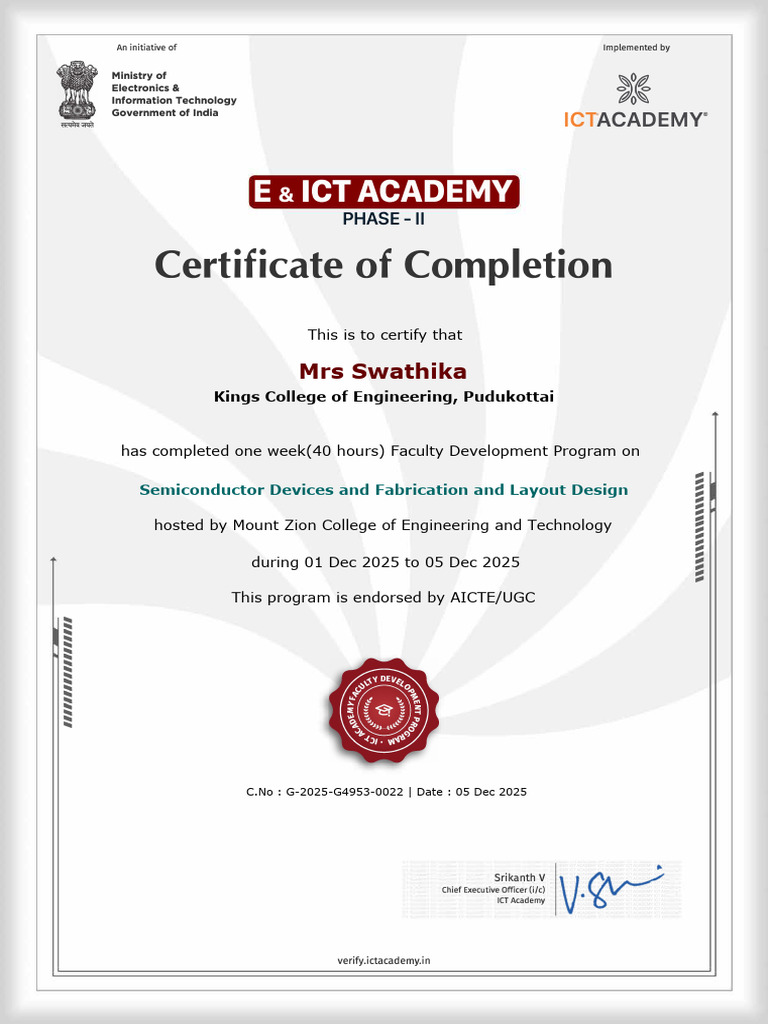 Faculty Development Program Certificate | PDF | Electronics | Electricity