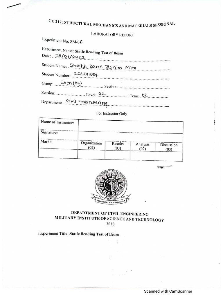 6) Static Bending Test of Beam | PDF