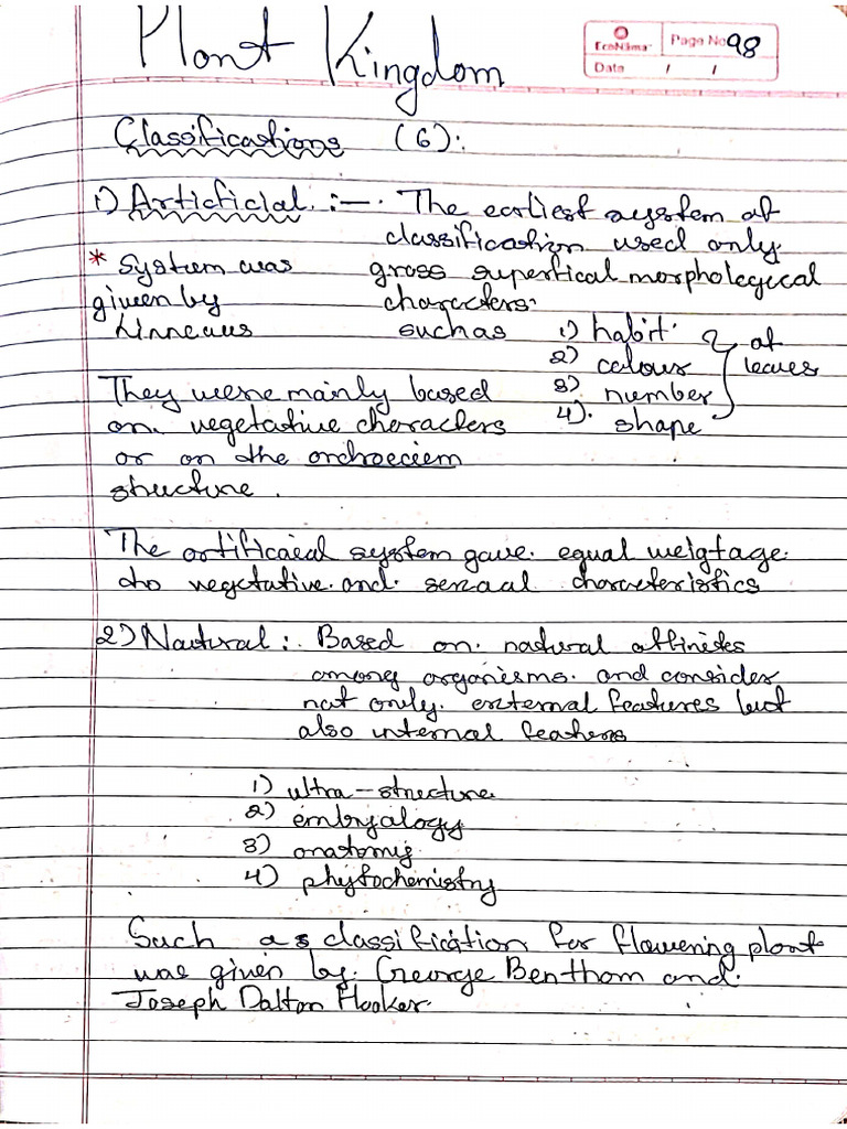 Plant Kingdom Handwritten Notes For NEET 2026 | PDF