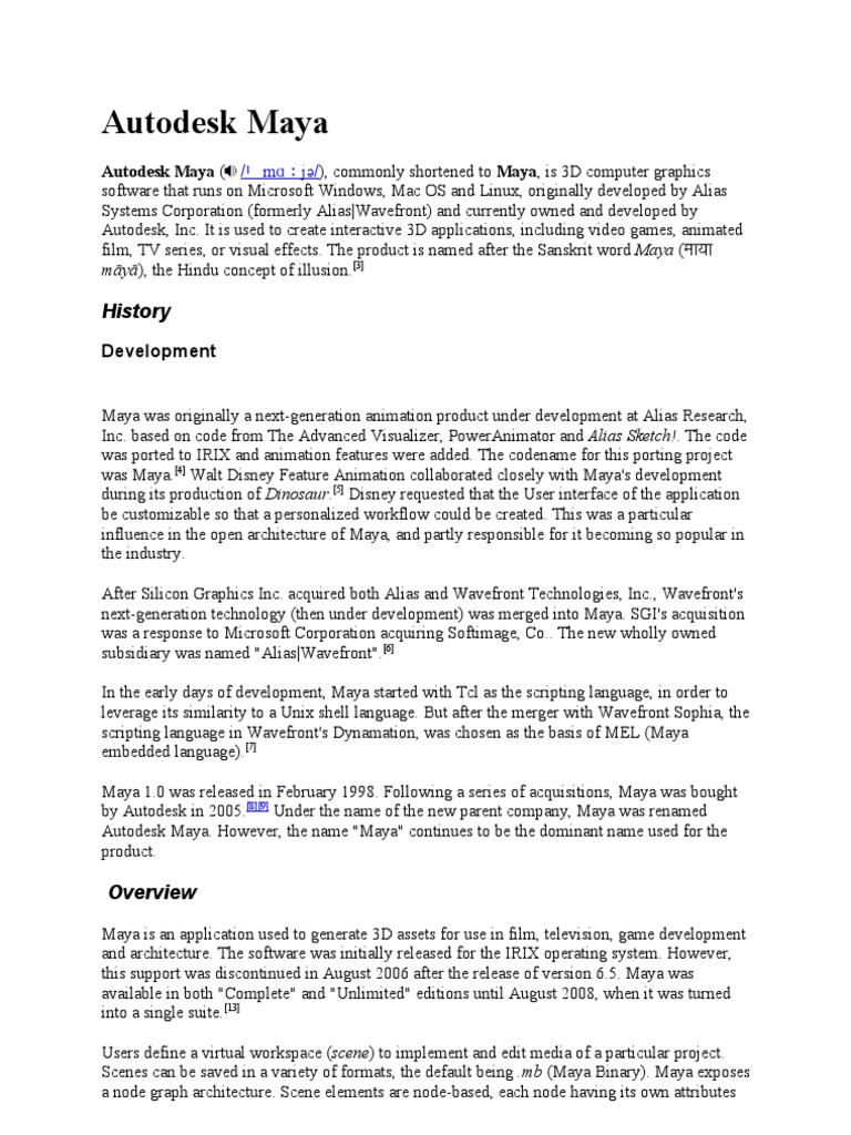 Autodesk Maya: History | PDF | Autodesk Maya | Graphics