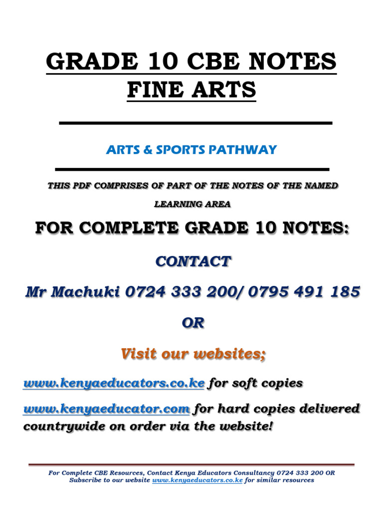 Grade 10 Fine Arts CBE Notes | PDF | Drawing | Composition (Visual Arts)
