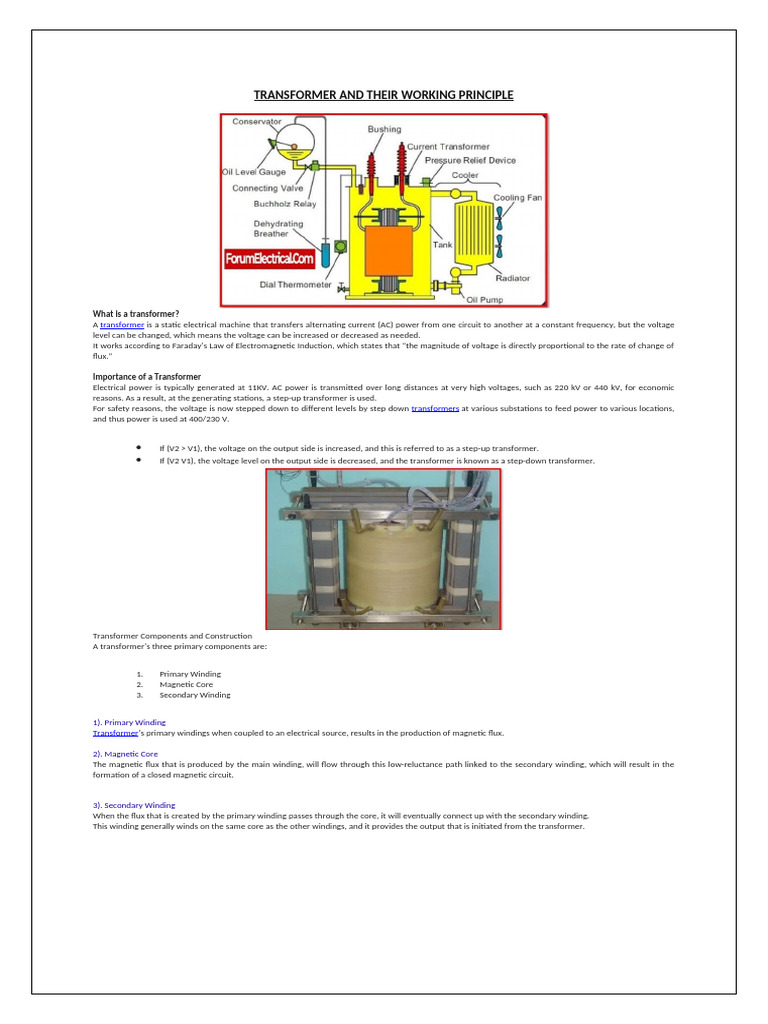 Transformer and Their Working Principle | PDF | Transformer | Inductor