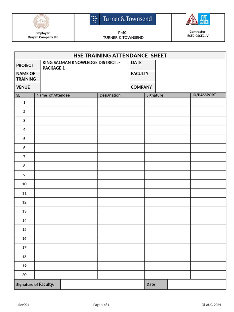 Hse Training Attendance Sheet | PDF