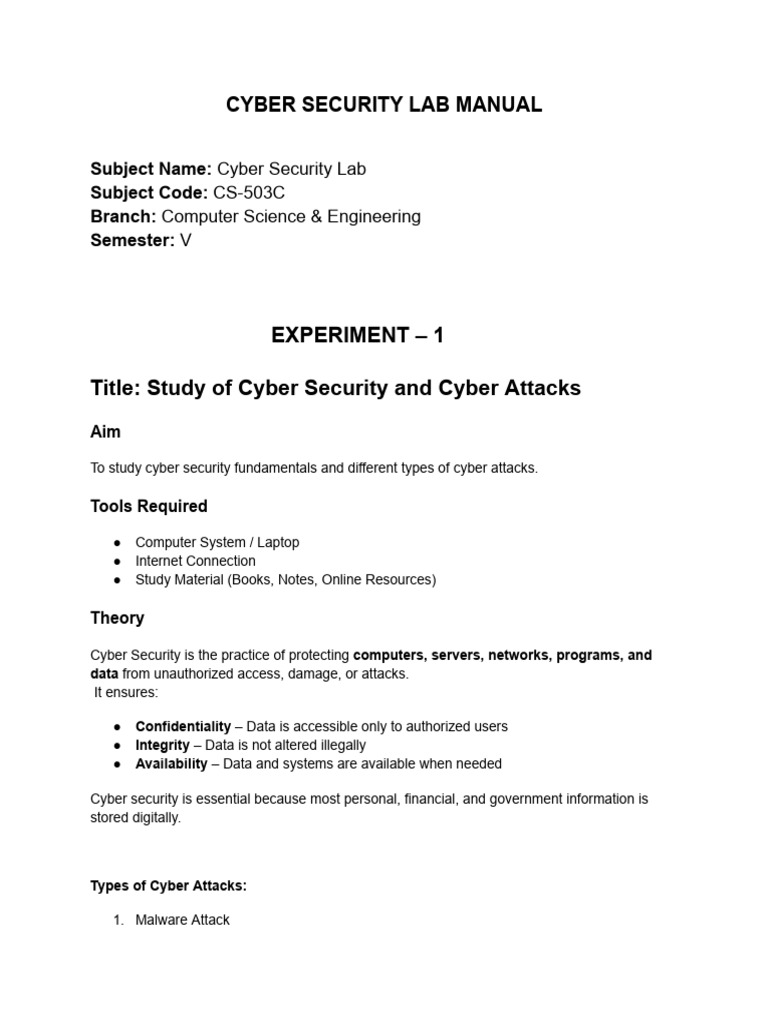 Cyber Security Lab Manual Overview | PDF | Encryption | Cryptography