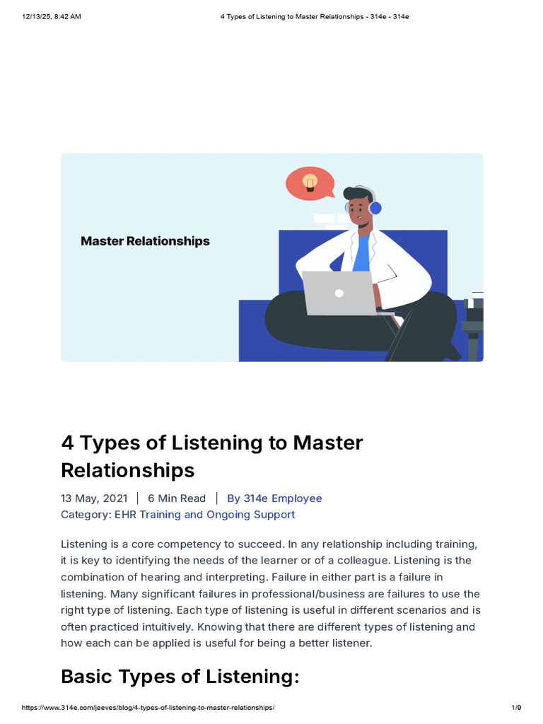 4 Types of Listening To Master Relationships - 314e - 314e | PDF ...
