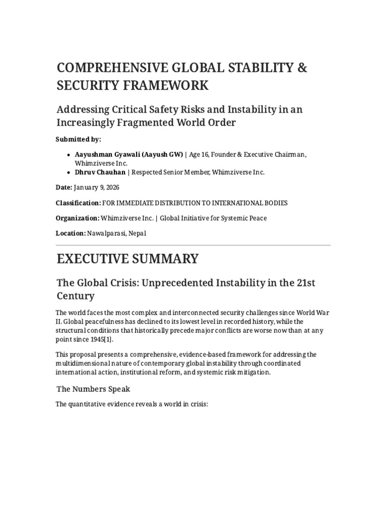 Global Framework for Peace and Security | PDF | Nuclear Weapons ...