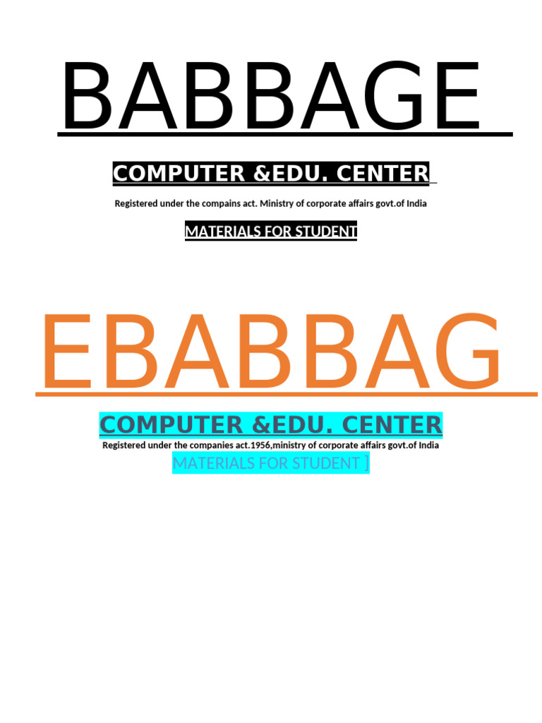 Babbage Computer Education Materials | PDF
