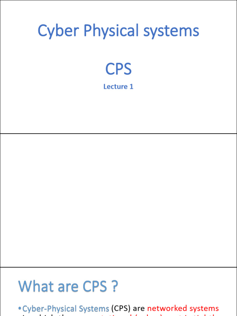 Cps Lec 1, Cyber Physical System | PDF | Internet Of Things | Automation