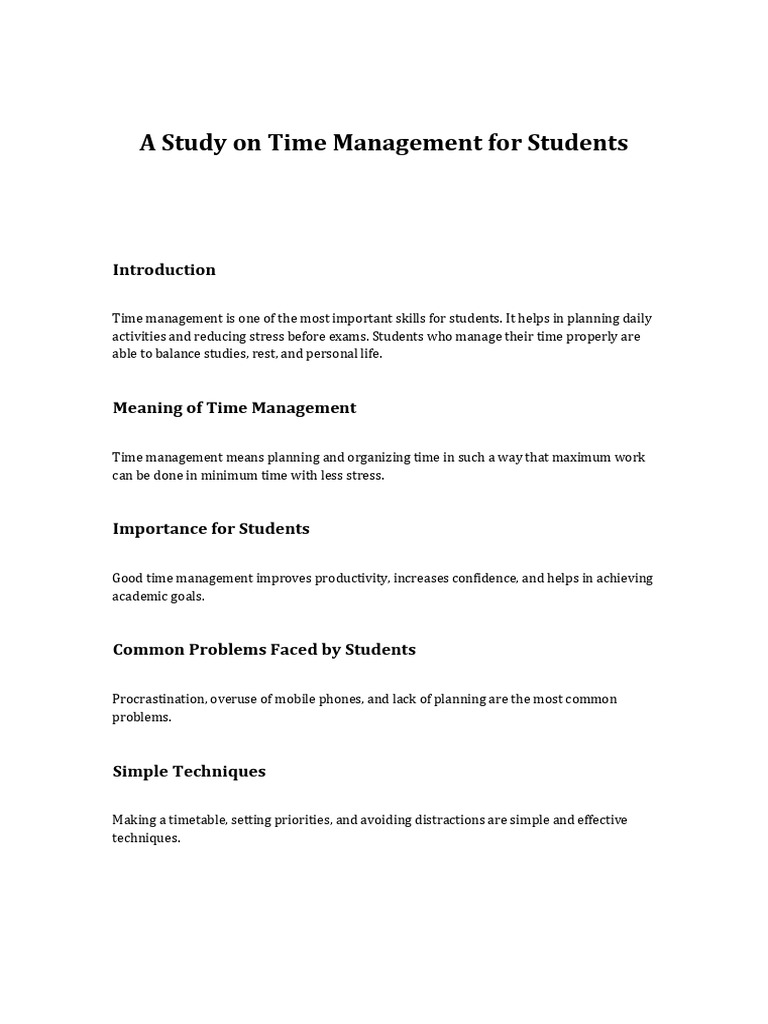 Effective Time Management for Students | PDF