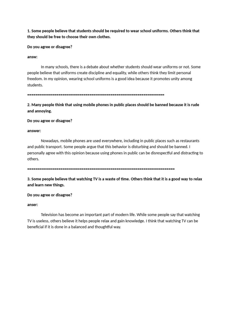 School Uniforms, Phones, and TV Debate | PDF