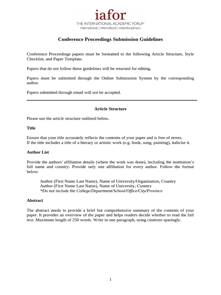 Conference Proceedings Submission Guide | PDF | Abstract (Summary ...