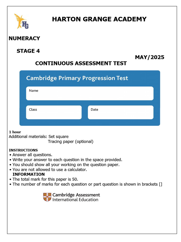 Stage 4 Numeracy Assessment Test | PDF | Shape | Euclidean Geometry