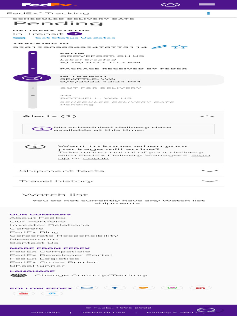 FedEx Package Tracking Status Update | PDF