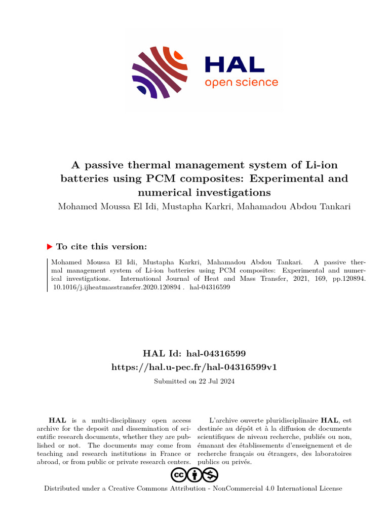 3.a Passive Thermal Management System of Li-Ion Batteries Using PCM ...