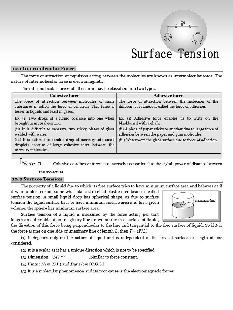 Understanding Surface Tension in Liquids | PDF | Surface Tension | Drop ...
