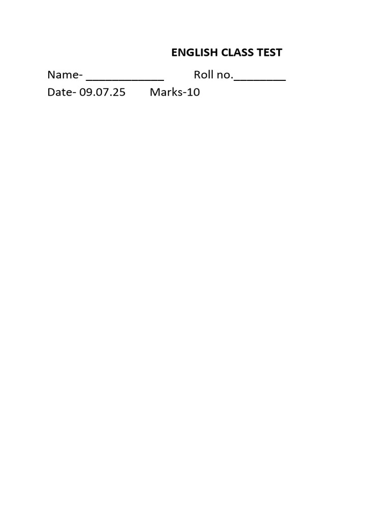English Class Test: Comprehension & Grammar | PDF
