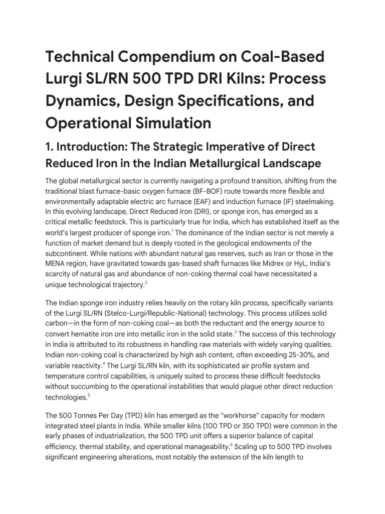 500 TPD Lurgi SL/RN DRI Kiln Overview | PDF | Iron | Gear