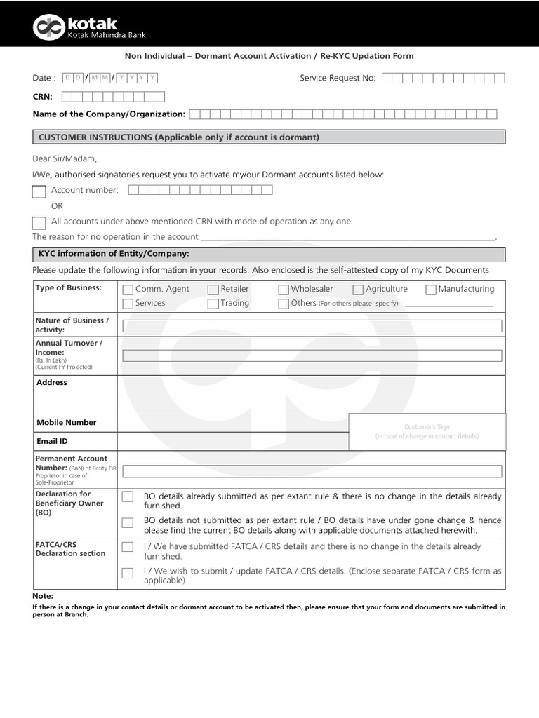 Dormant Account Activation Form | PDF | Sole Proprietorship | Identity ...
