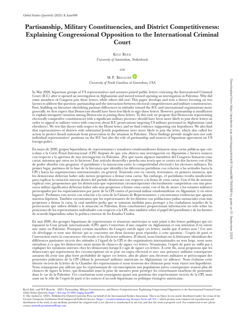Partisanship, Military Constituencies, And District Competitiveness ...