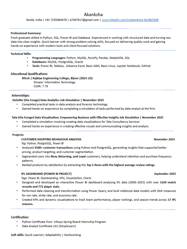 Akanksha Resume | PDF | Postgre Sql | Data Management