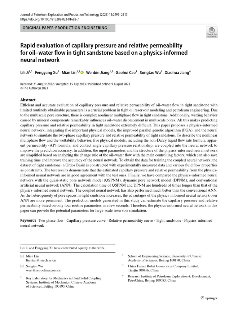 Physics-Informed Neural Network for Capillary Pressure in Tight ...