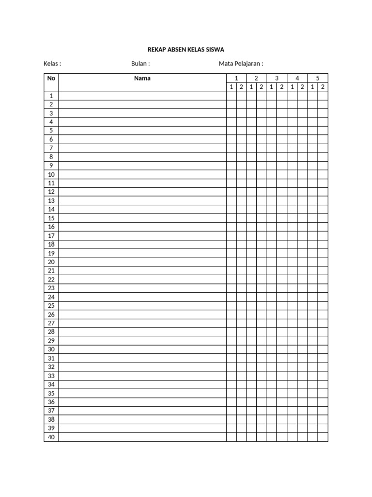 Rekap Absen Kelas Siswa | PDF