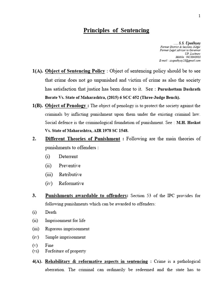 Principles of Sentencing | PDF | Sentence (Law) | Capital Punishment