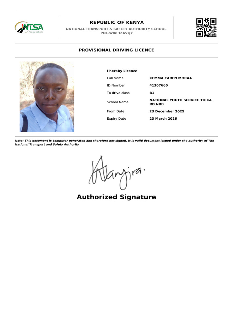 PDL W88HZAVQY Provisional Driving License | PDF