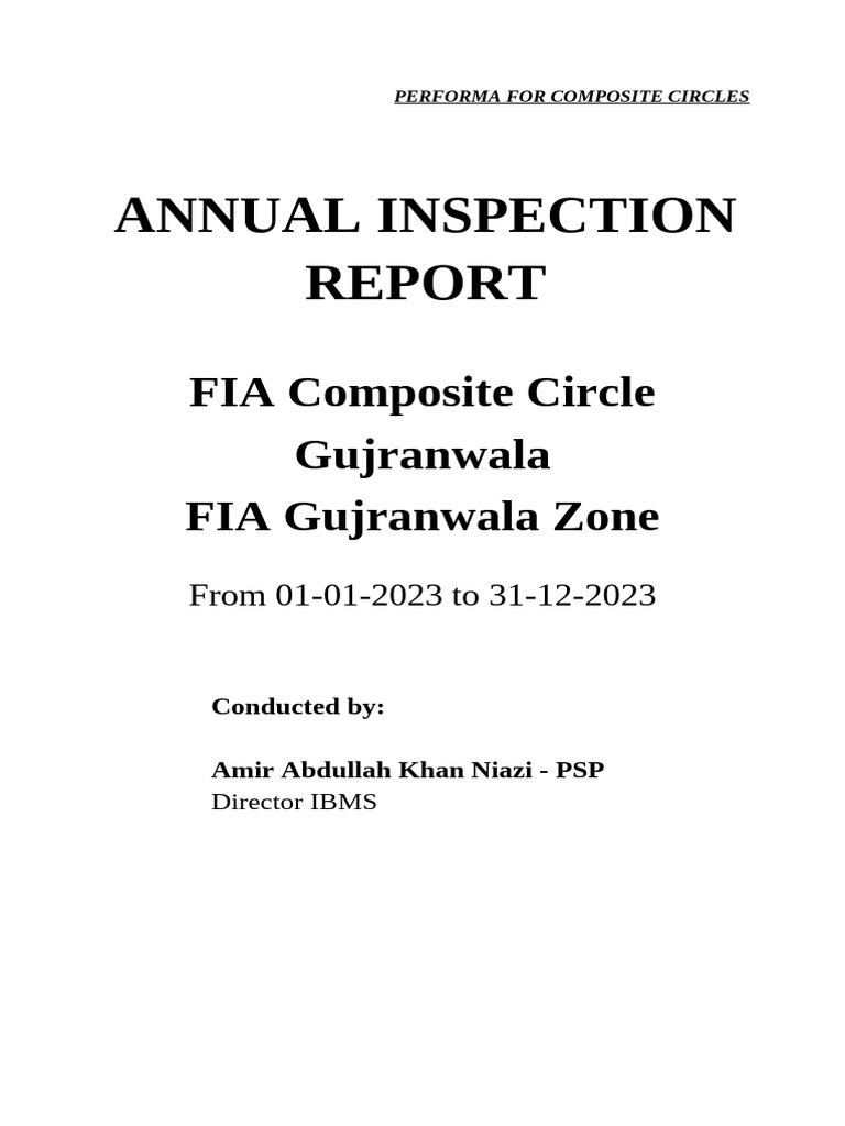 FIA Composite Circle Inspection Report 2023 | PDF | Smuggling | Corruption