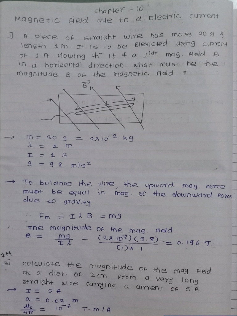 10.magnetic Field Due To A Electric Current Numericals | PDF