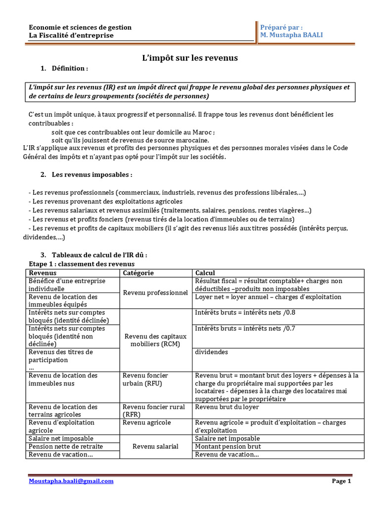 Guide sur l'impôt sur les revenus au Maroc | PDF | Impôt sur le revenu ...