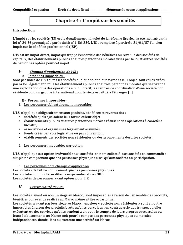 Impôt sur les sociétés : Guide fiscal détaillé | PDF | Dépréciation ...