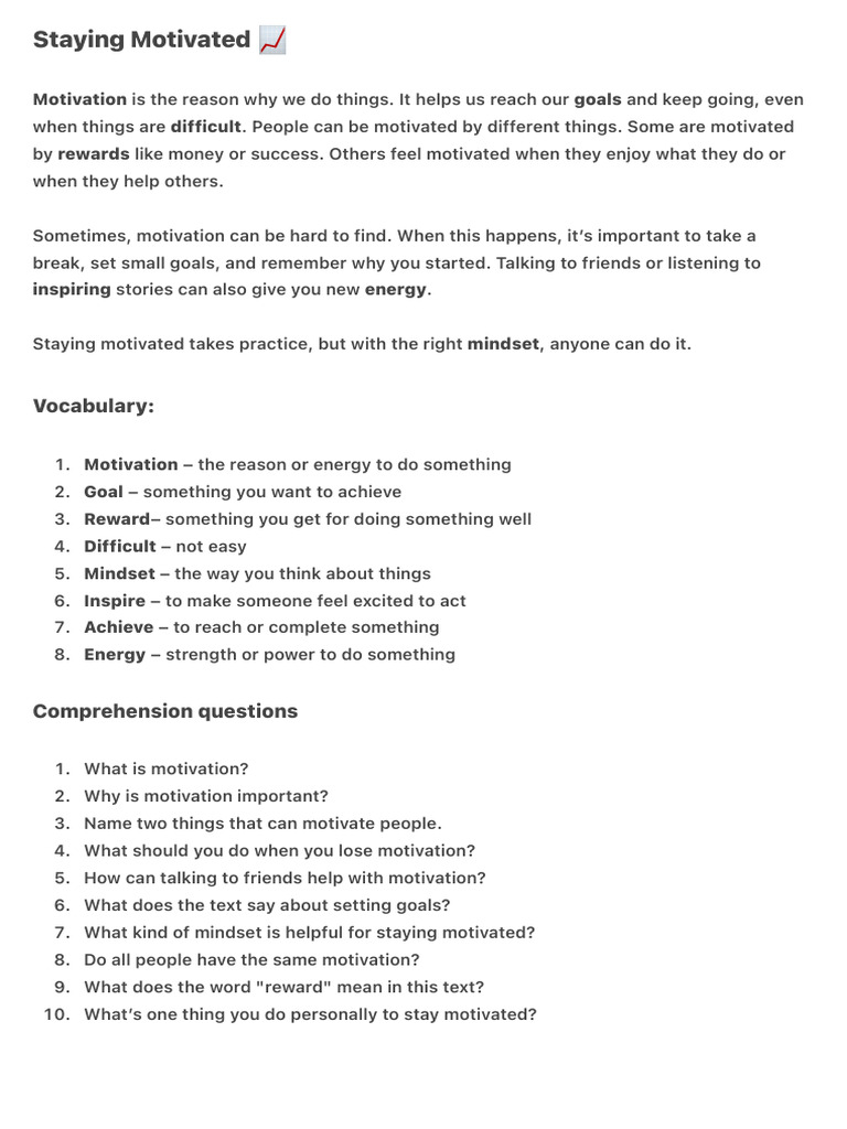 Staying Motivated ? | PDF